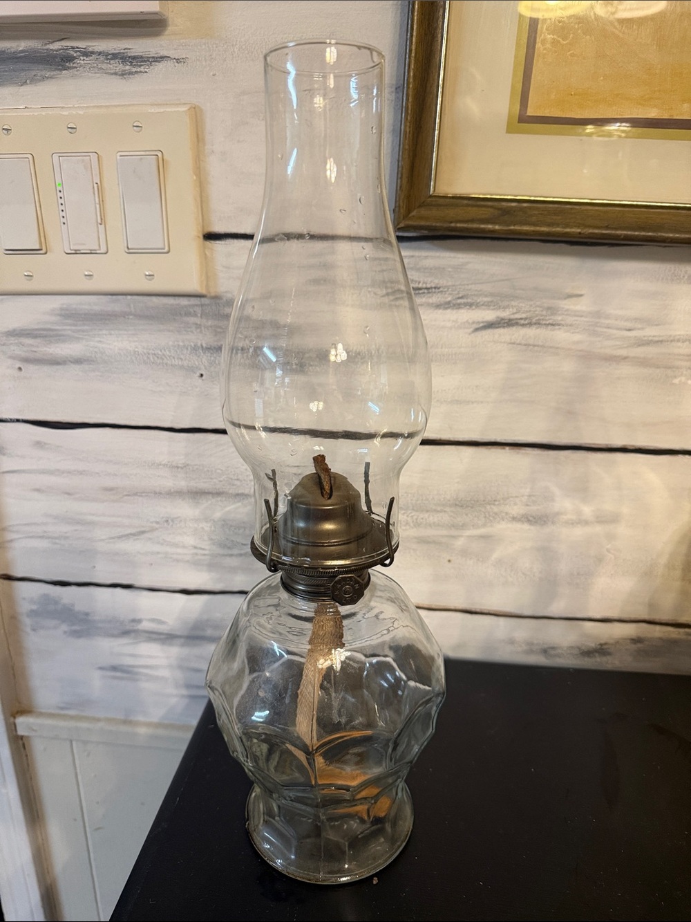 Clear Glass Oil Lamp with Brass Burner